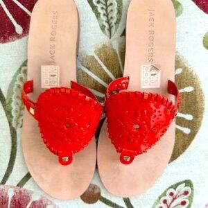 jack rogers sandals orange patent leather